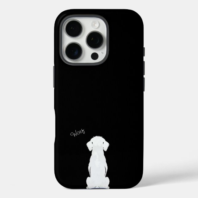 Funda iPhone 16 Pro Iphone case black with dog silhouette  (Reverso )