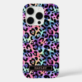 Funda iPhone 16 Pro Iridescent Leopard Print Monogrammed