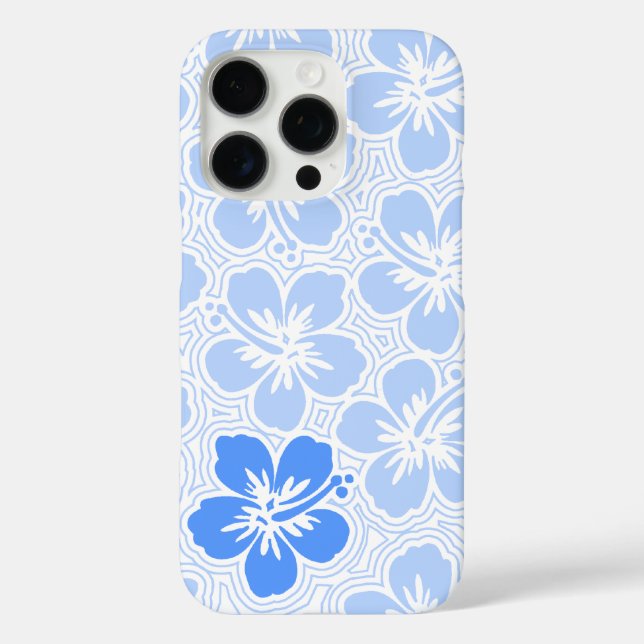 Funda iPhone 16 Pro Isla Floral Hawaiano Hibiscus Pinstripe cielo azul (Reverso )