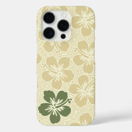 Funda iPhone 16 Pro Isla Floral Hawaiano Hibiscus Pinstriped Khaki