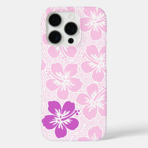 Funda iPhone 16 Pro Isla Floral Hawaiano Hibiscus Pinstriped Pink