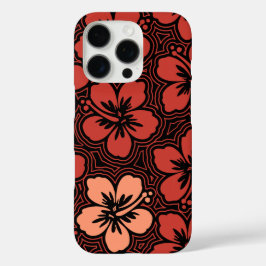 Funda iPhone 16 Pro Isla Floral Hawaití Rojo Hibiscus Pinstriped