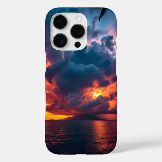 Funda iPhone 16 Pro isla tropical al atardecer (Reverso )