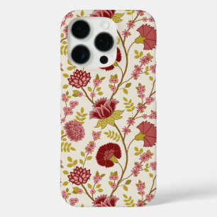 Funda iPhone 16 Pro Jacobo Floral Big Pattern Reds Rosa Crema de oro