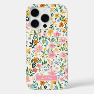 Funda iPhone 16 Pro Jardín de flores monogramado tonto