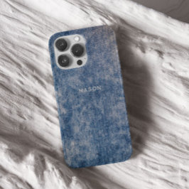Funda iPhone 16 Pro Jeans azules Denim Wash Acid Effected Estuche para