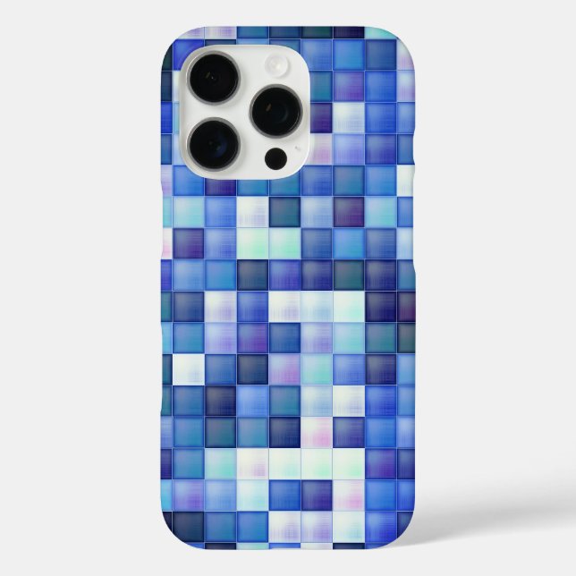Funda iPhone 16 Pro Juego de video Pixels Blue Square Pattern (Reverso )