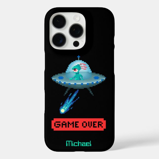 Funda iPhone 16 Pro 'Juego terminado' Alienígena Volando OVNI Spaceshi (Reverso )
