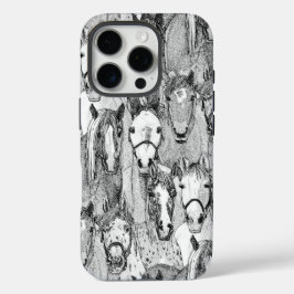 Funda iPhone 16 Pro just horses black white