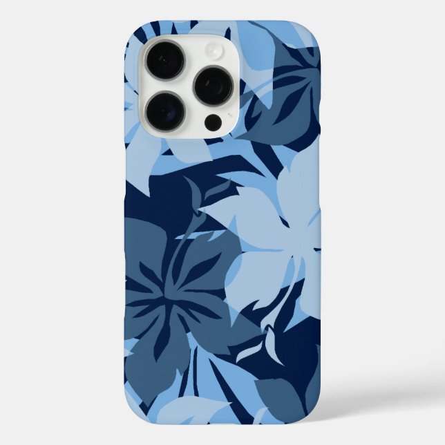 Funda iPhone 16 Pro Kaanapali Camo Hawaiian Hibiscus Blue (Reverso )