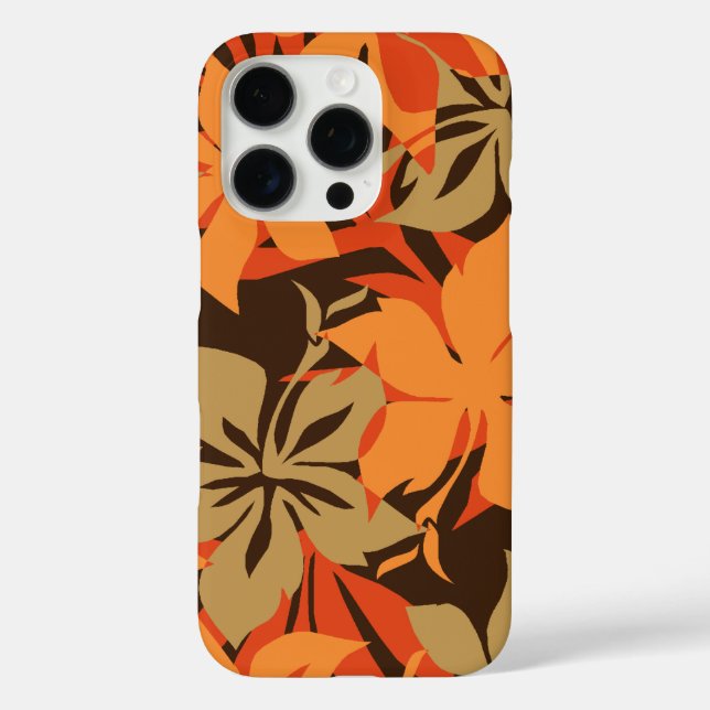 Funda iPhone 16 Pro Kaanapali Camo Hawaiian Hibiscus Naranja (Reverso )