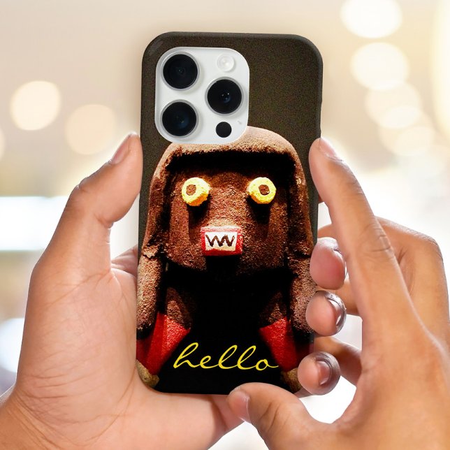Funda iPhone 16 Pro Kachina Doll Face Photo Hello Script Bold Cute (Subido por el creador)