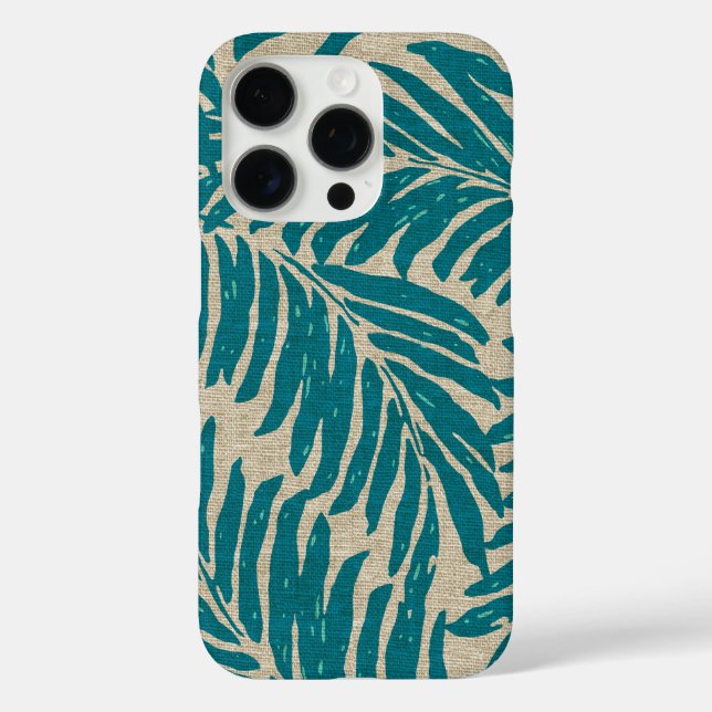Funda iPhone 16 Pro Kahanu Palms Textura de línea hawaiana (Reverso )