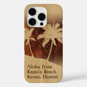 Funda iPhone 16 Pro Kapaa Sunset Hawaiano Faux Koa Wood