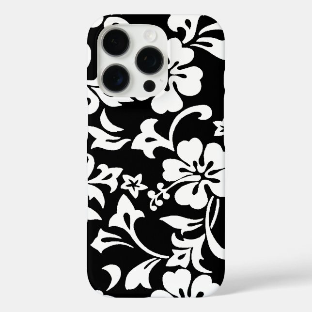 Funda iPhone 16 Pro Kapalua Pareau Hawaiian Hibiscus Black (Reverso )