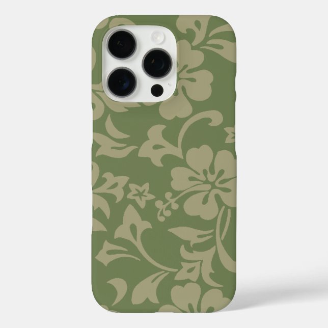 Funda iPhone 16 Pro Kapalua Pareau Hawaiian Hibiscus Olive (Reverso )