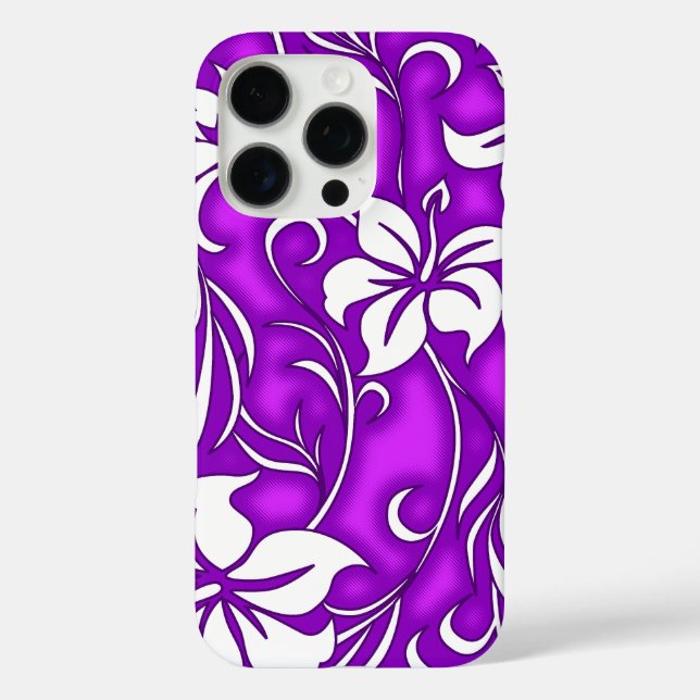 Funda iPhone 16 Pro Kilauea Hibiscus Hawai Floral Purple (Reverso )
