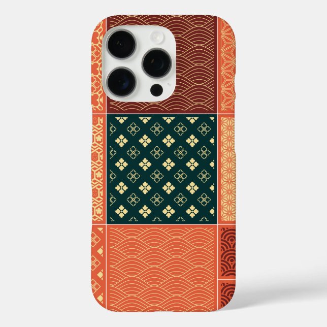 Funda iPhone 16 Pro Kimono Mix Pattern Red (Reverso )