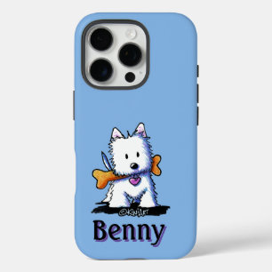 Funda iPhone 16 Pro KiniArt™ Westie with Bone
