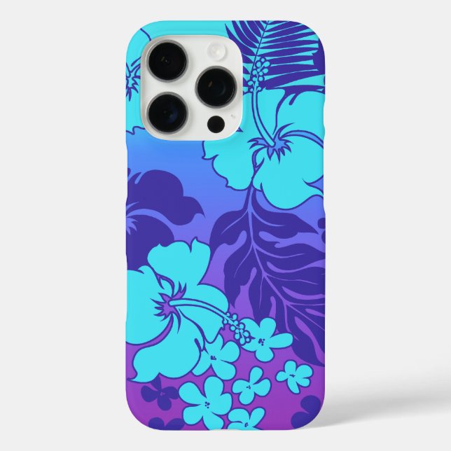 Funda iPhone 16 Pro Kona mezcla Hibiscus Turq y Violet en Hawái (Reverso )