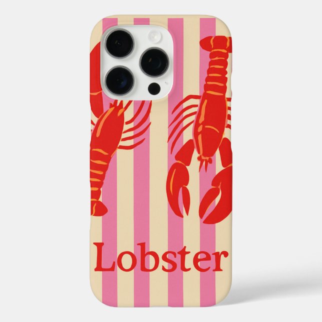 Funda iPhone 16 Pro Langosta Pop Crustáceos audaces en franjas de cara (Reverso )