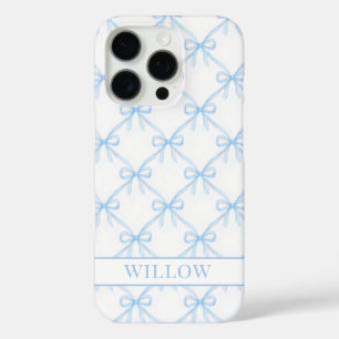 Funda iPhone 16 Pro Lazos de acuarela azules Coquette