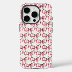 Funda iPhone 16 Pro Lazos de Acuarela Rosa Estética Coqueta Femenina