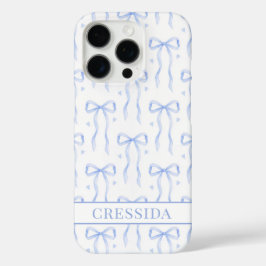 Funda iPhone 16 Pro Lazos de Coqueta Azules Monogramados