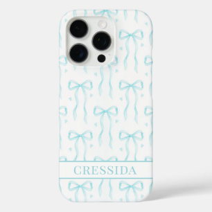 Funda iPhone 16 Pro Lazos de Coqueta de Aqua Monogramados