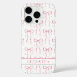 Funda iPhone 16 Pro Lazos de Coqueta Rosa Monogramados
