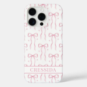 Funda iPhone 16 Pro Lazos de Coqueta Rosa Monogramados