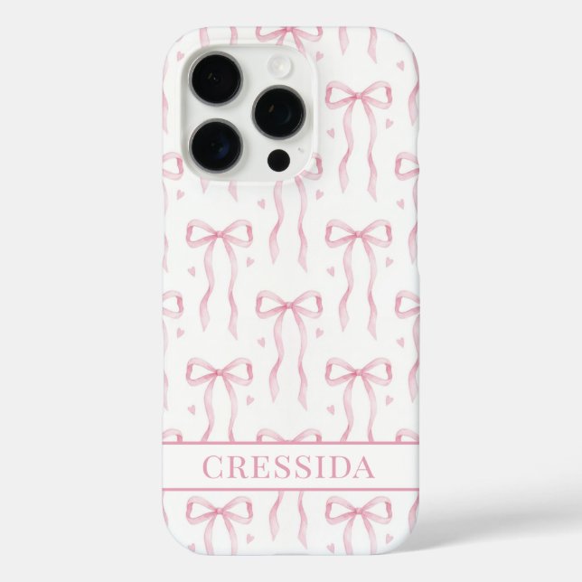Funda iPhone 16 Pro Lazos de Coqueta Rosa Monogramados (Reverso )