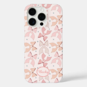 Funda iPhone 16 Pro Lazos pastel rosa Coquette