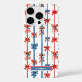 Funda iPhone 16 Pro Lazos Patrióticos y Rayas Monogramadas