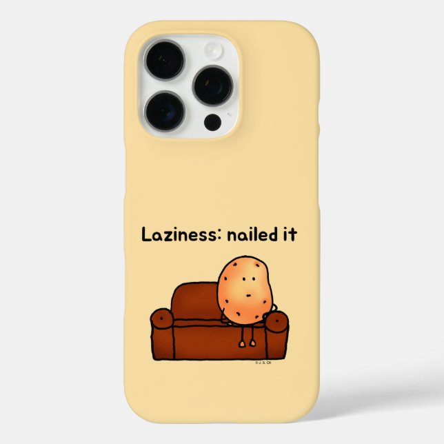 Funda iPhone 16 Pro Lazy Potato Cartoon Humor Art (Reverso )
