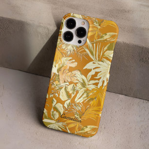 Funda iPhone 16 Pro Leaf tropical único amarillo moderno personalizado