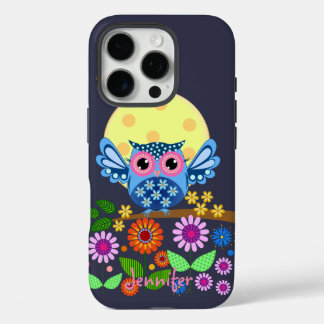 Funda iPhone 16 Pro Lechuza de primavera y nombre personalizado