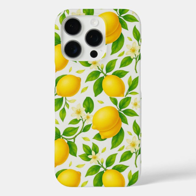 Funda iPhone 16 Pro Lemones acuarelas y flores - Citrus fresco (Reverso )