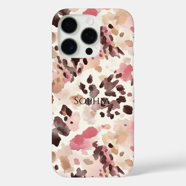 Funda iPhone 16 Pro Leopardo marrón crema rosa (Reverso )