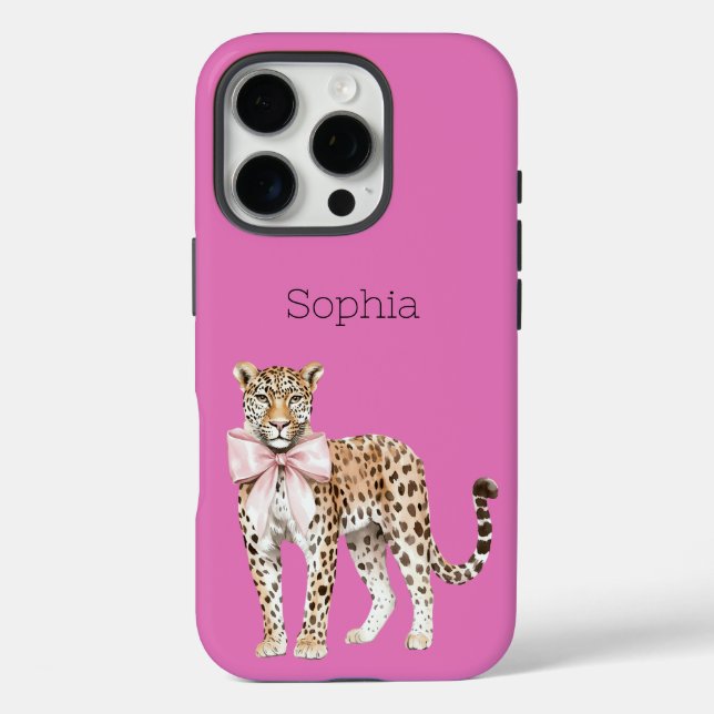 Funda iPhone 16 Pro Leopardo rosa (Reverso )