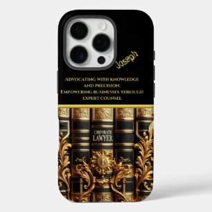 Funda iPhone 16 Pro Libros de Derecho de moda que representan la exper