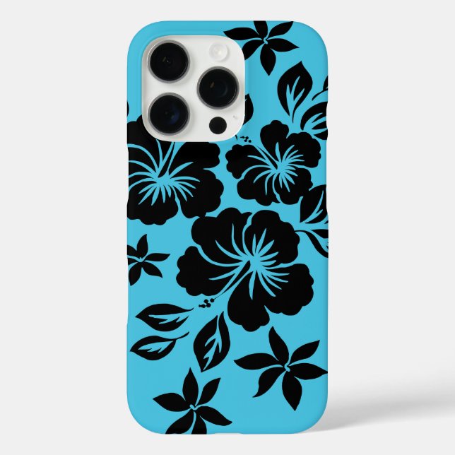 Funda iPhone 16 Pro Lilikoi Hibiscus Hawai Turquoise Floral (Reverso )
