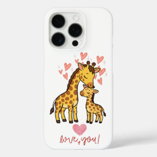 Funda iPhone 16 Pro Linda jirafa mamá y bebé Lo