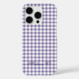 Funda iPhone 16 Pro Lindo patrón de cuadros añil