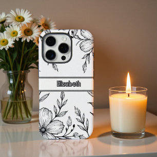 Funda iPhone 16 Pro Línea Botánica Monocroma Arte Smartphone