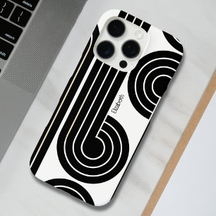 Funda iPhone 16 Pro Líneas abstractas de retro negro