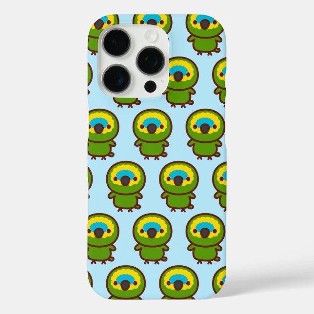 Funda iPhone 16 Pro loro de frente azul (Reverso )