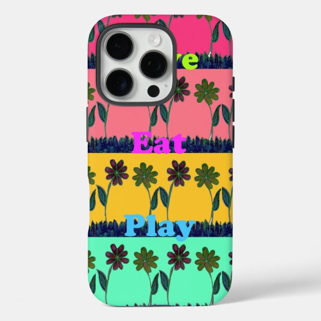 Funda iPhone 16 Pro Love Eat Play Art Print (Reverso )