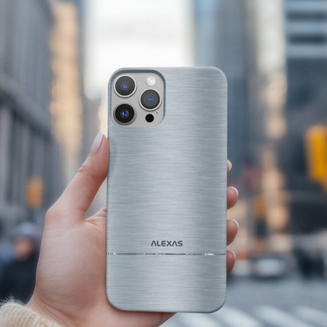 Funda iPhone 16 Pro Luminoso aspecto metálico de aluminio plateado bri (Subido por el creador)