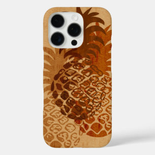 Funda iPhone 16 Pro Madera Tropical Faux Momona Pineapple Hawaii